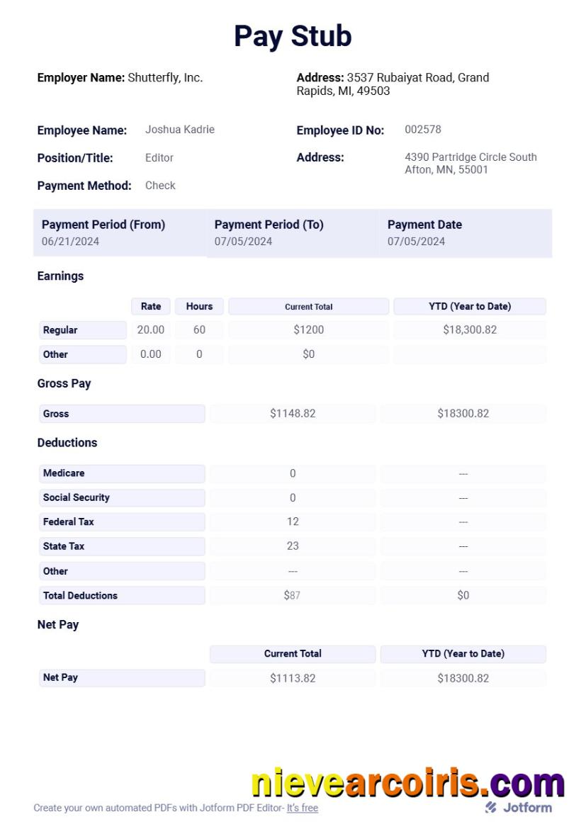 Shutterfly, Inc. pay stub